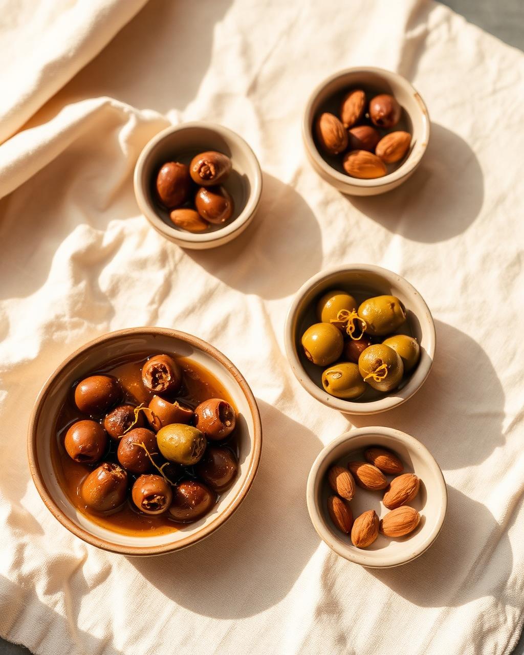 Marinated olives & warm almonds